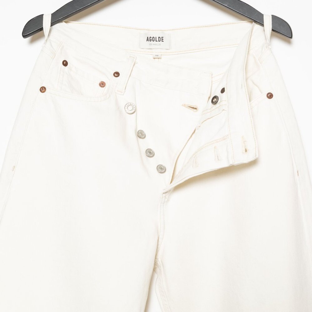 Agolde Criss Cross Upsized Organic Cotton Jean in Paste Off White Ivory - XS 24 - Picture 9 of 16